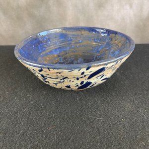 Beautiful ArtisanEarthenware Serving Bowl Beautiful Hand Painted With Blue Glaze